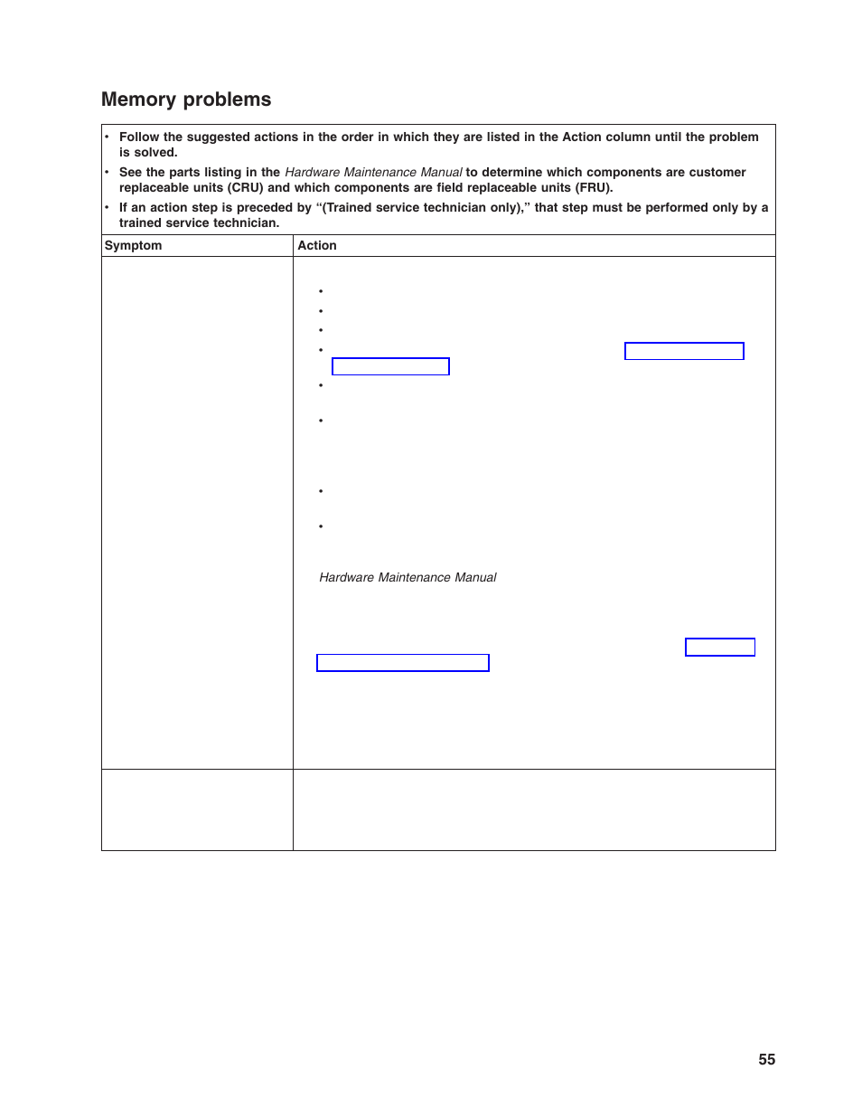 Memory problems, Memory, Problems | Lenovo ThinkServer RD120 User Manual | Page 69 / 100
