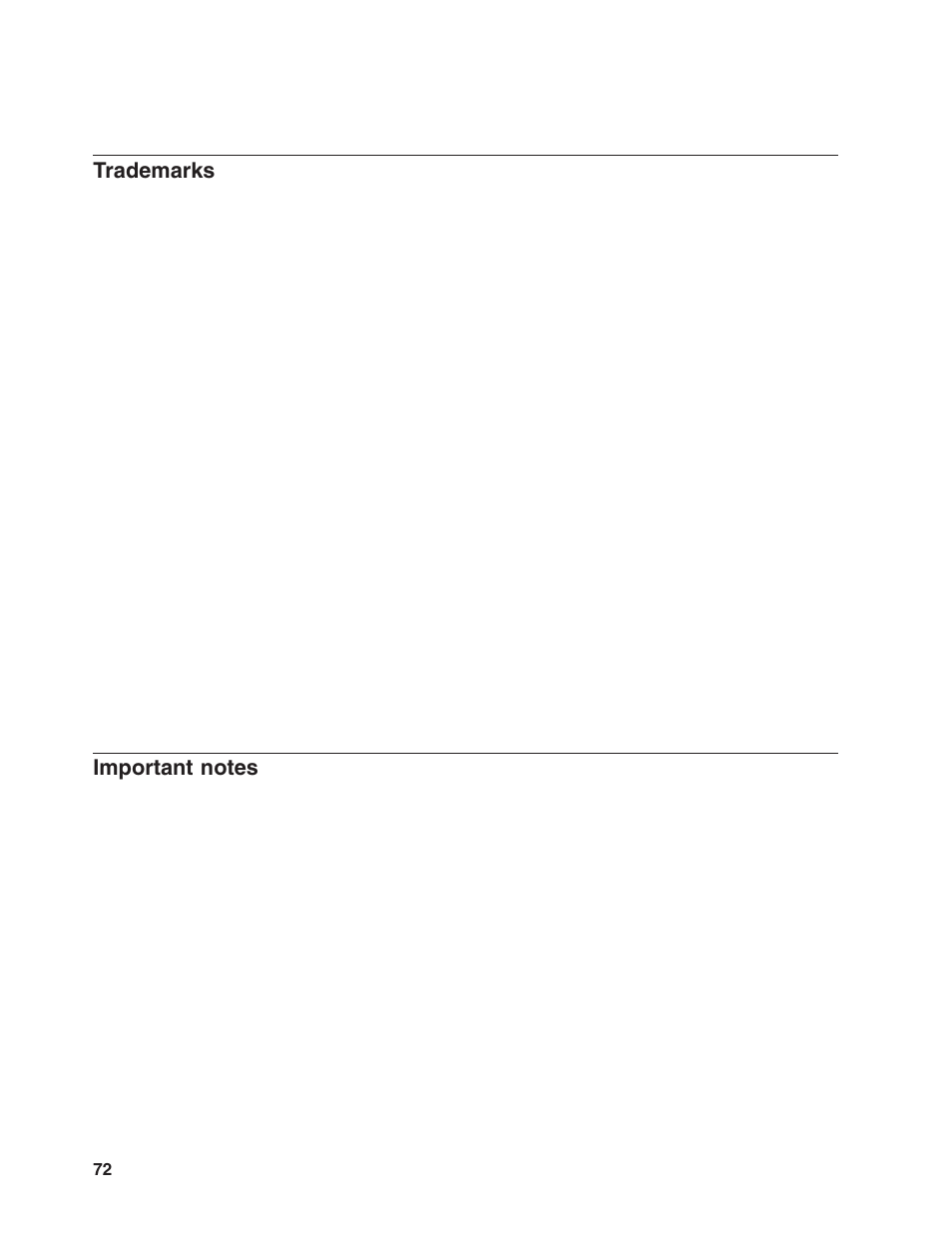 Trademarks, Important notes, Important | Notes | Lenovo ThinkServer RD120 User Manual | Page 86 / 100
