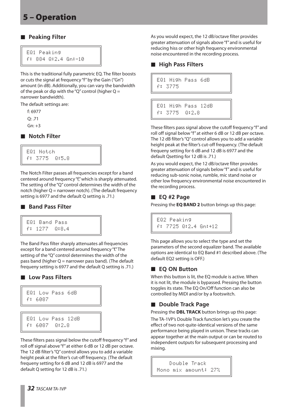 5 – operation | Antares TASCAM TA-1VP User Manual | Page 32 / 44