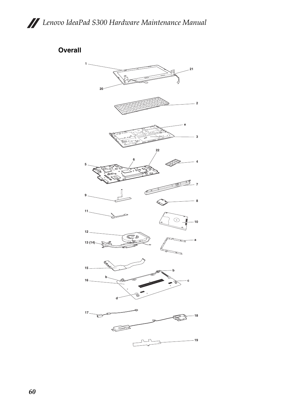 Overall, Lenovo ideapad s300 hardware maintenance manual, 60 overall | Lenovo IdeaPad S300 Notebook User Manual | Page 64 / 84