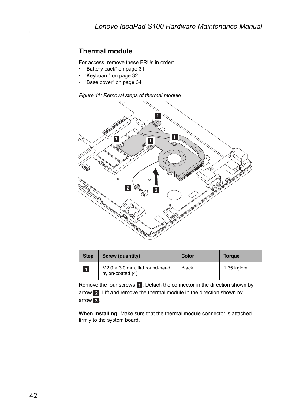 Thermal module | Lenovo IdeaPad S100 User Manual | Page 46 / 79