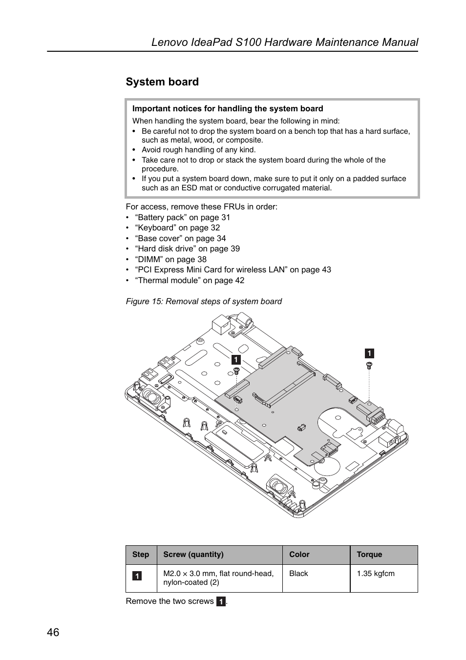 System board | Lenovo IdeaPad S100 User Manual | Page 50 / 79