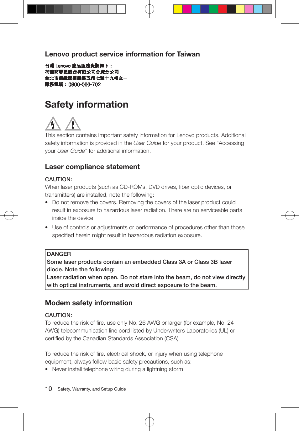 Safety information | Lenovo S710 All-in-One User Manual | Page 11 / 24