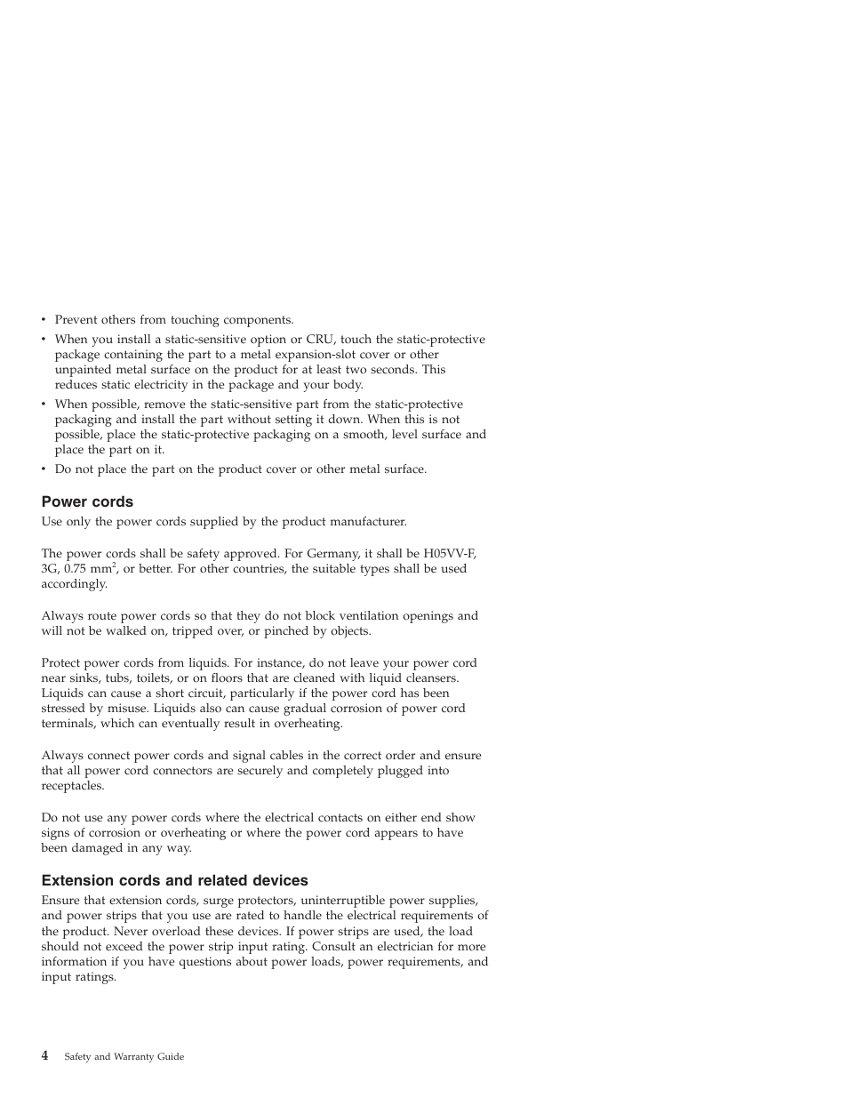 Power cords, Extension cords and related devices, Power | Cords, Extension, Related, Devices | Lenovo Secure Managed Client User Manual | Page 10 / 40