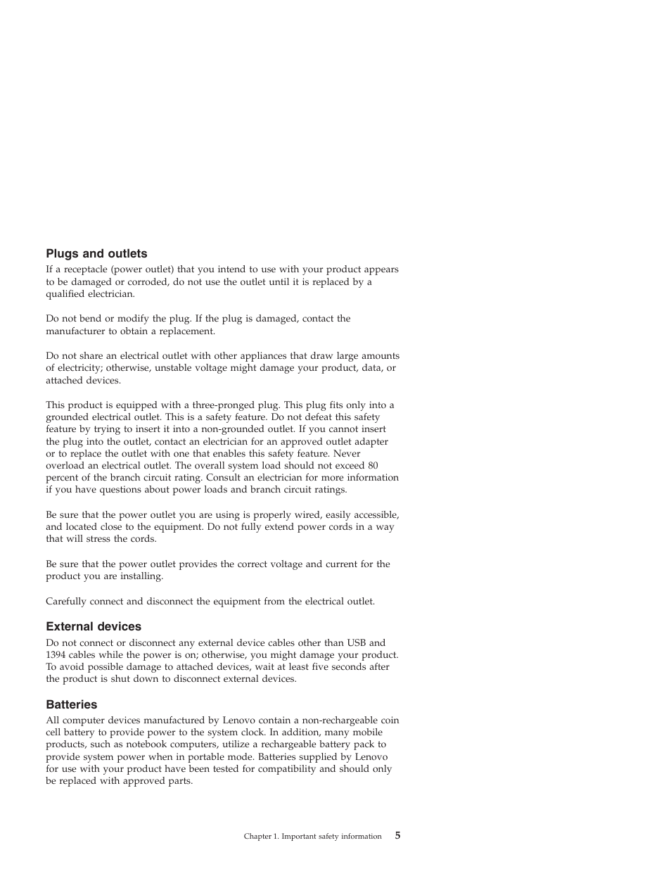 Plugs and outlets, External devices, Batteries | Plugs, Outlets, External, Devices | Lenovo Secure Managed Client User Manual | Page 11 / 40