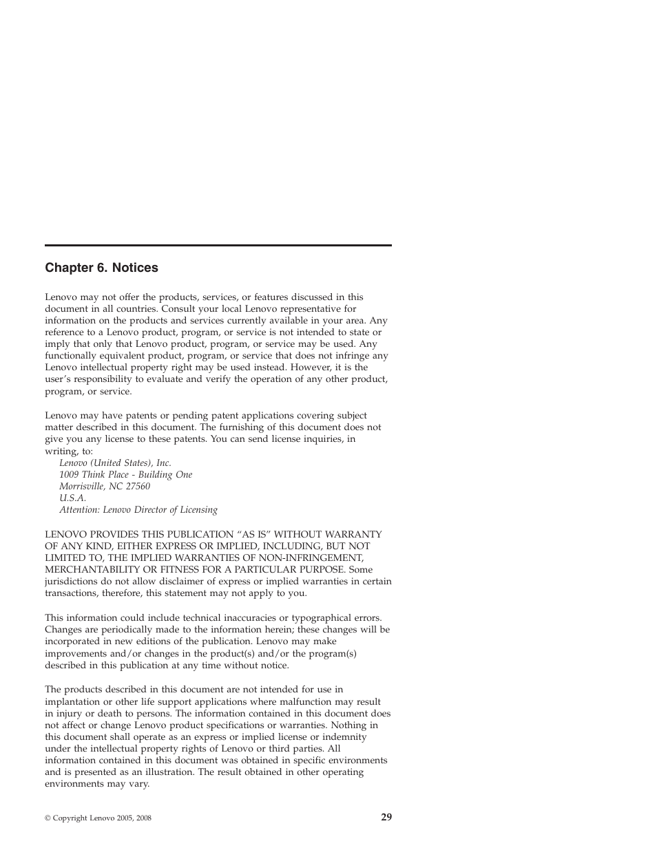 Chapter 6. notices, Chapter, Notices | Lenovo Secure Managed Client User Manual | Page 35 / 40