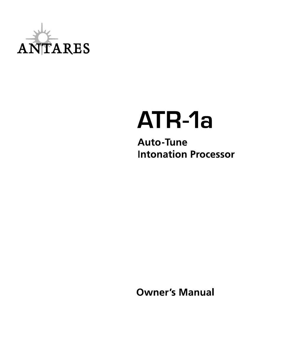 Antares ATR-1a User Manual | 54 pages