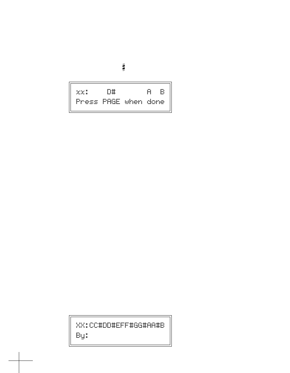 Xx: d# a b press page when done, Xx:cc#dd#eff#gg#aa#b by | Antares ATR-1a User Manual | Page 24 / 54