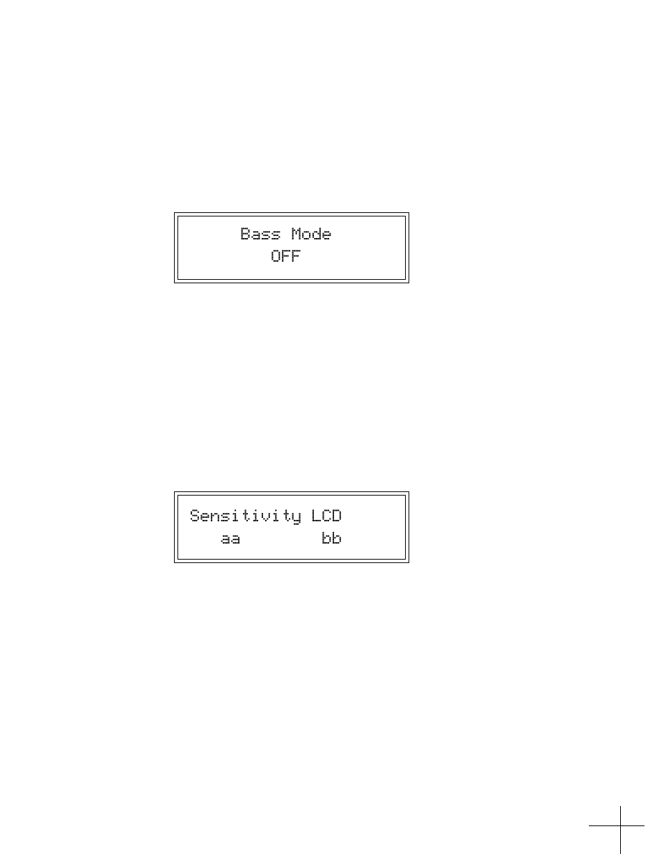 Bass mode off, Sensitivity lcd aa bb | Antares ATR-1a User Manual | Page 31 / 54