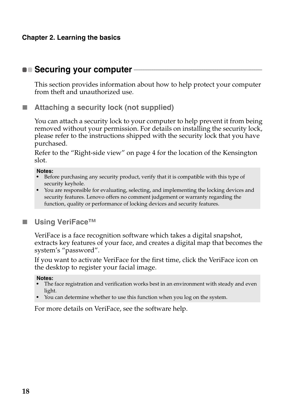 Securing your computer | Lenovo IdeaPad S205s User Manual | Page 22 / 38