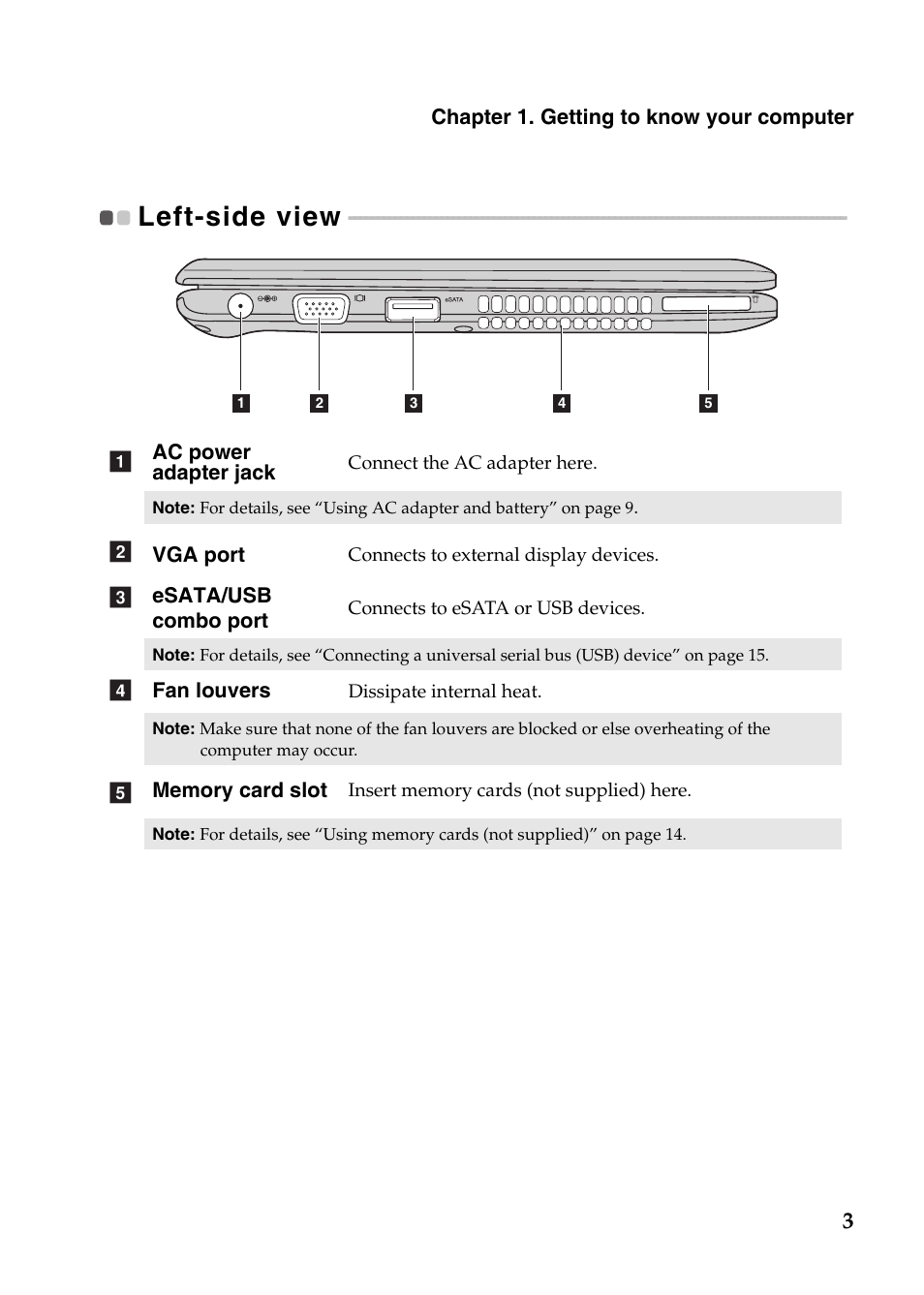 Left-side view | Lenovo IdeaPad S205s User Manual | Page 7 / 38