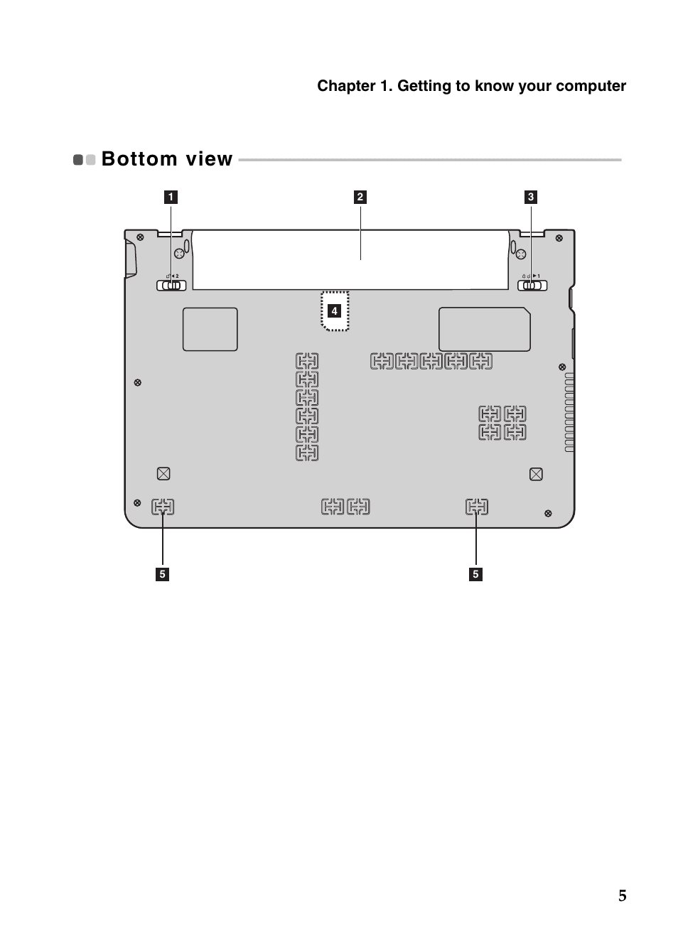 Bottom view | Lenovo IdeaPad S205s User Manual | Page 9 / 38