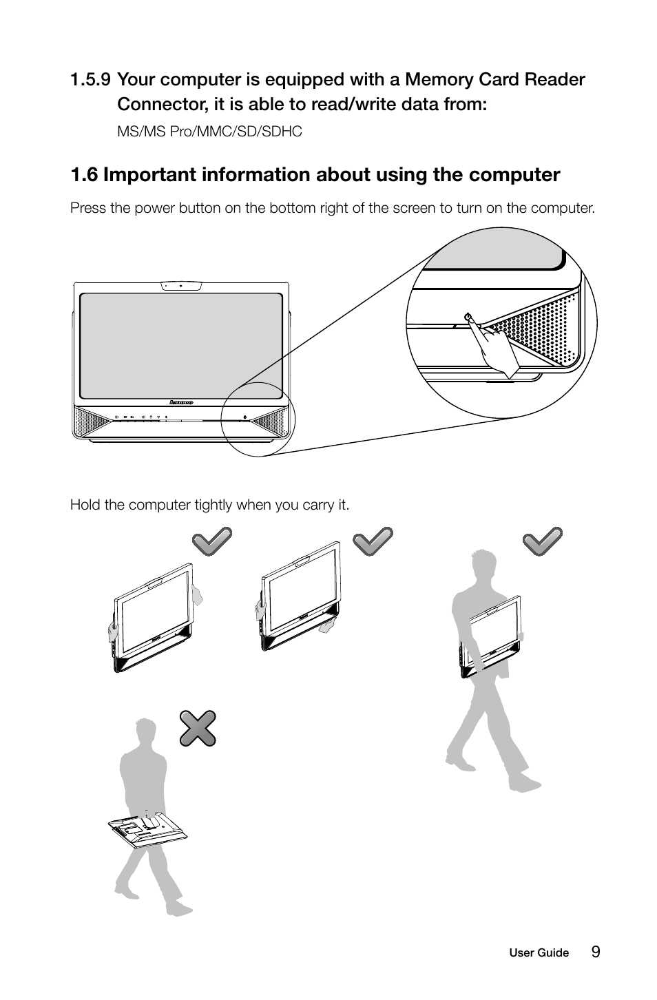 6 important information about using the computer | Lenovo IdeaCentre B305 User Manual | Page 14 / 51