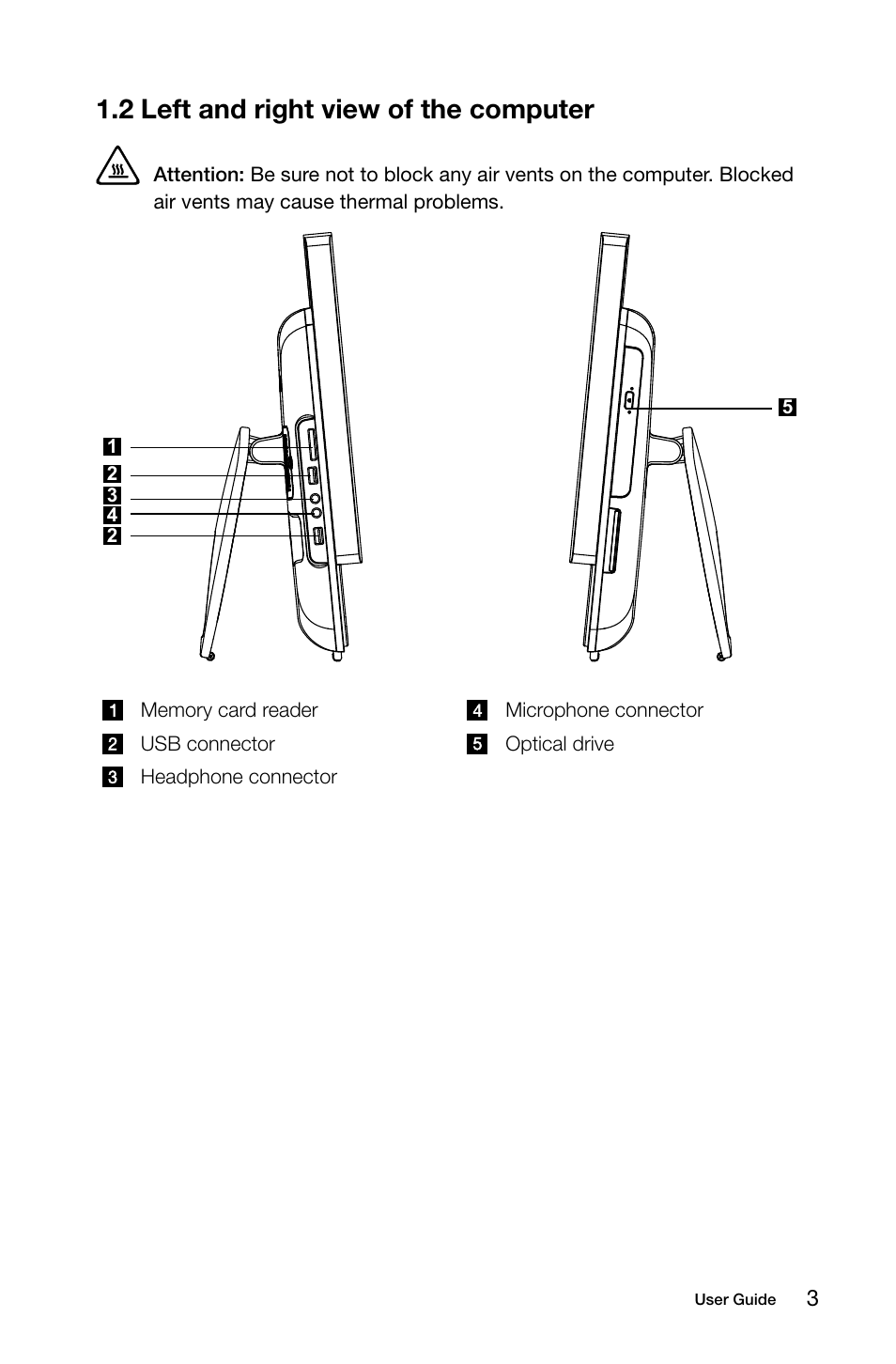 2 left and right view of the computer | Lenovo IdeaCentre B305 User Manual | Page 8 / 51