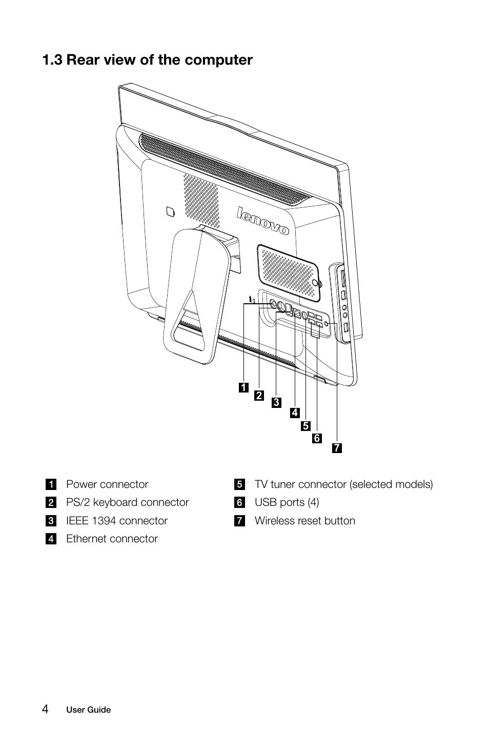 3 rear view of the computer | Lenovo IdeaCentre B305 User Manual | Page 9 / 51
