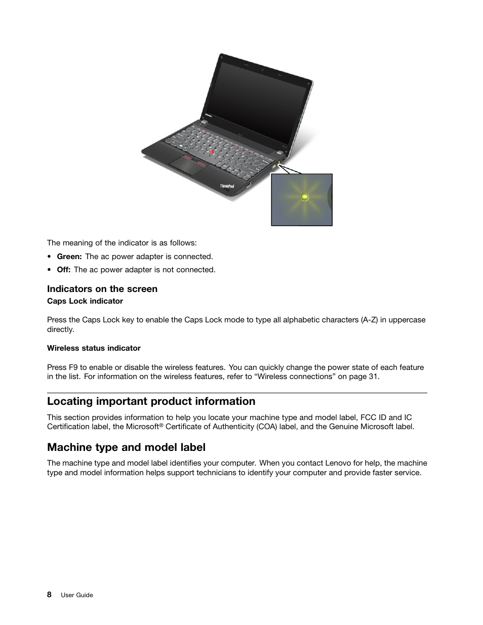 Locating important product information, Machine type and model label | Lenovo ThinkPad Edge E145 User Manual | Page 24 / 158