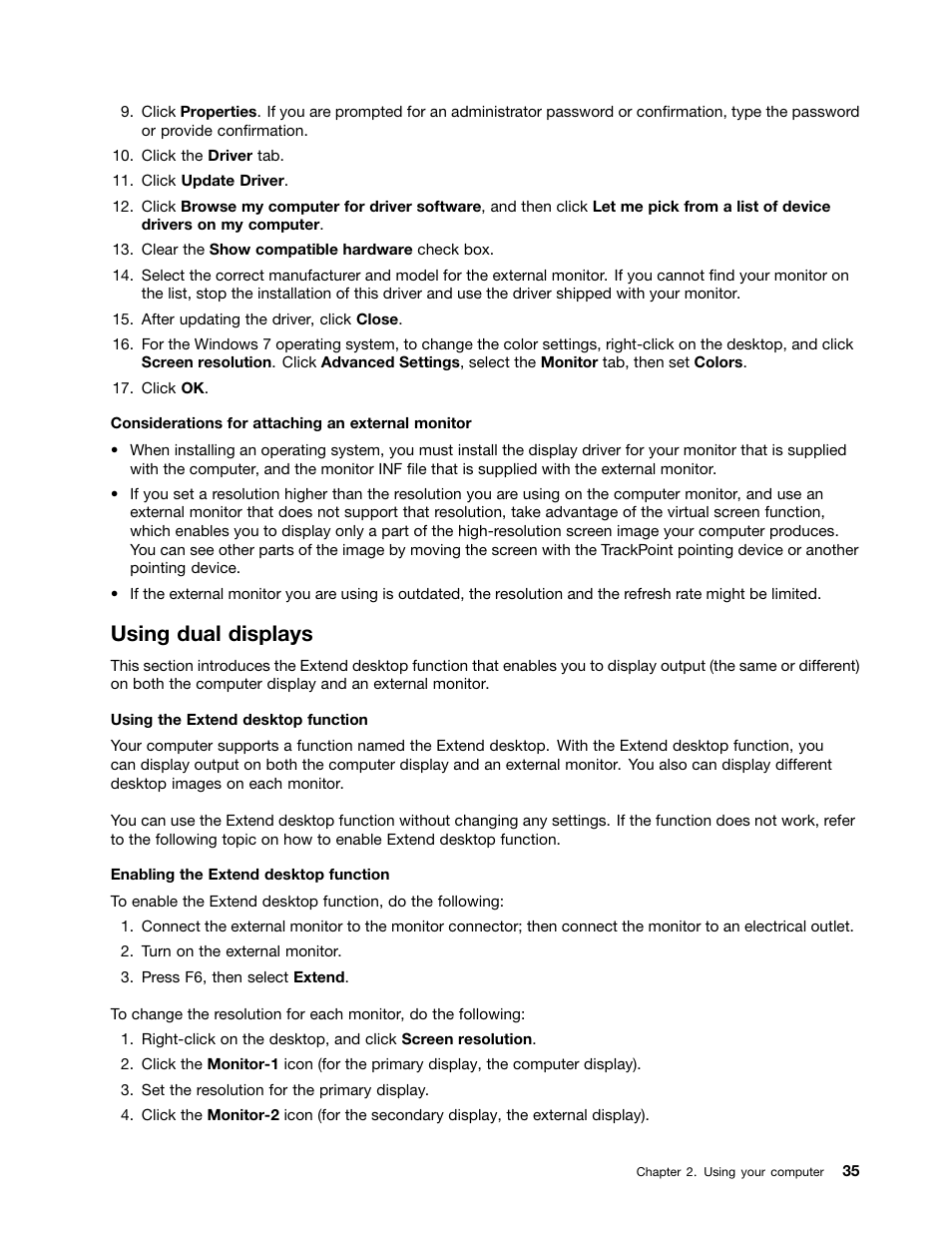Using dual displays | Lenovo ThinkPad Edge E145 User Manual | Page 51 / 158