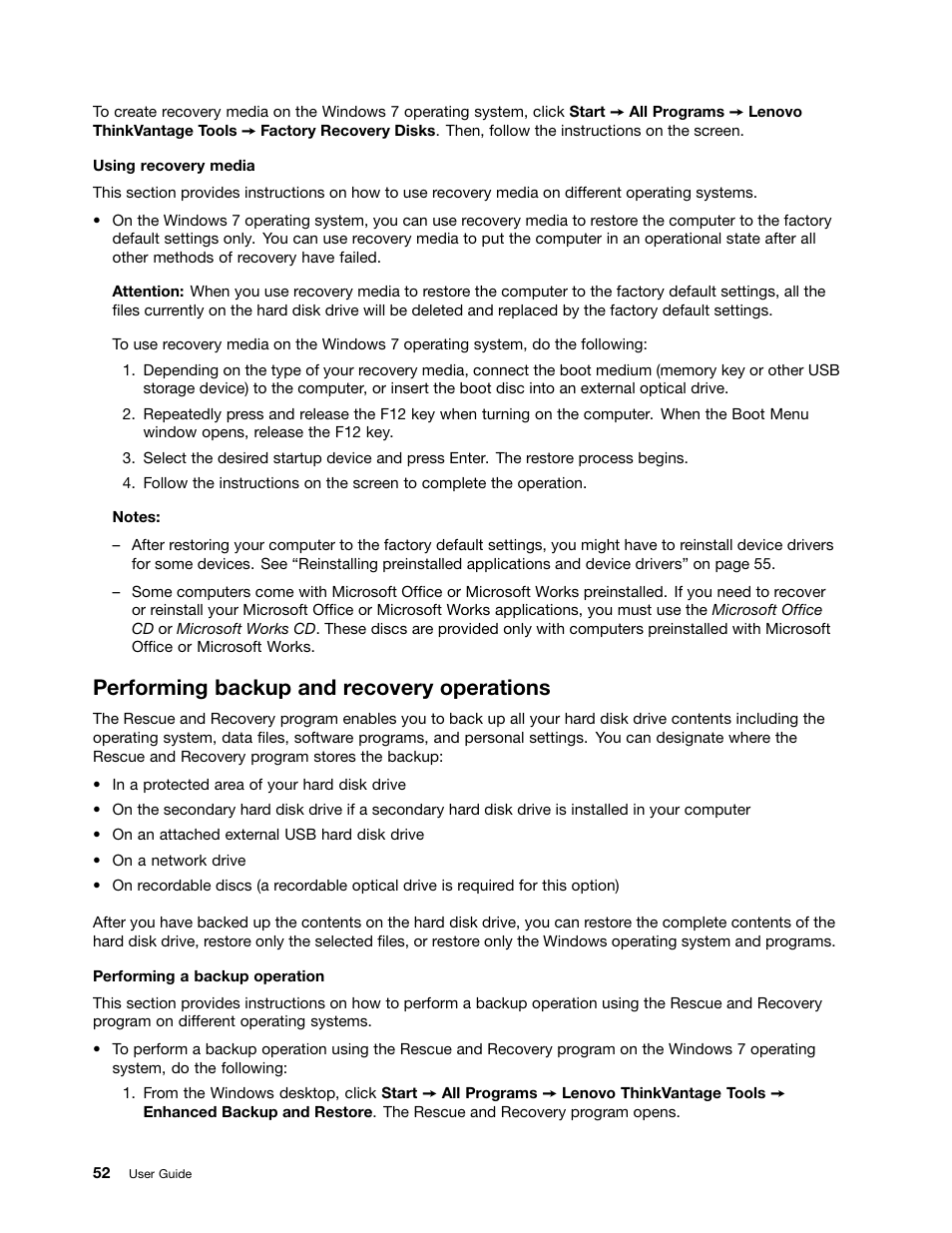 Performing backup and recovery operations | Lenovo ThinkPad Edge E145 User Manual | Page 68 / 158