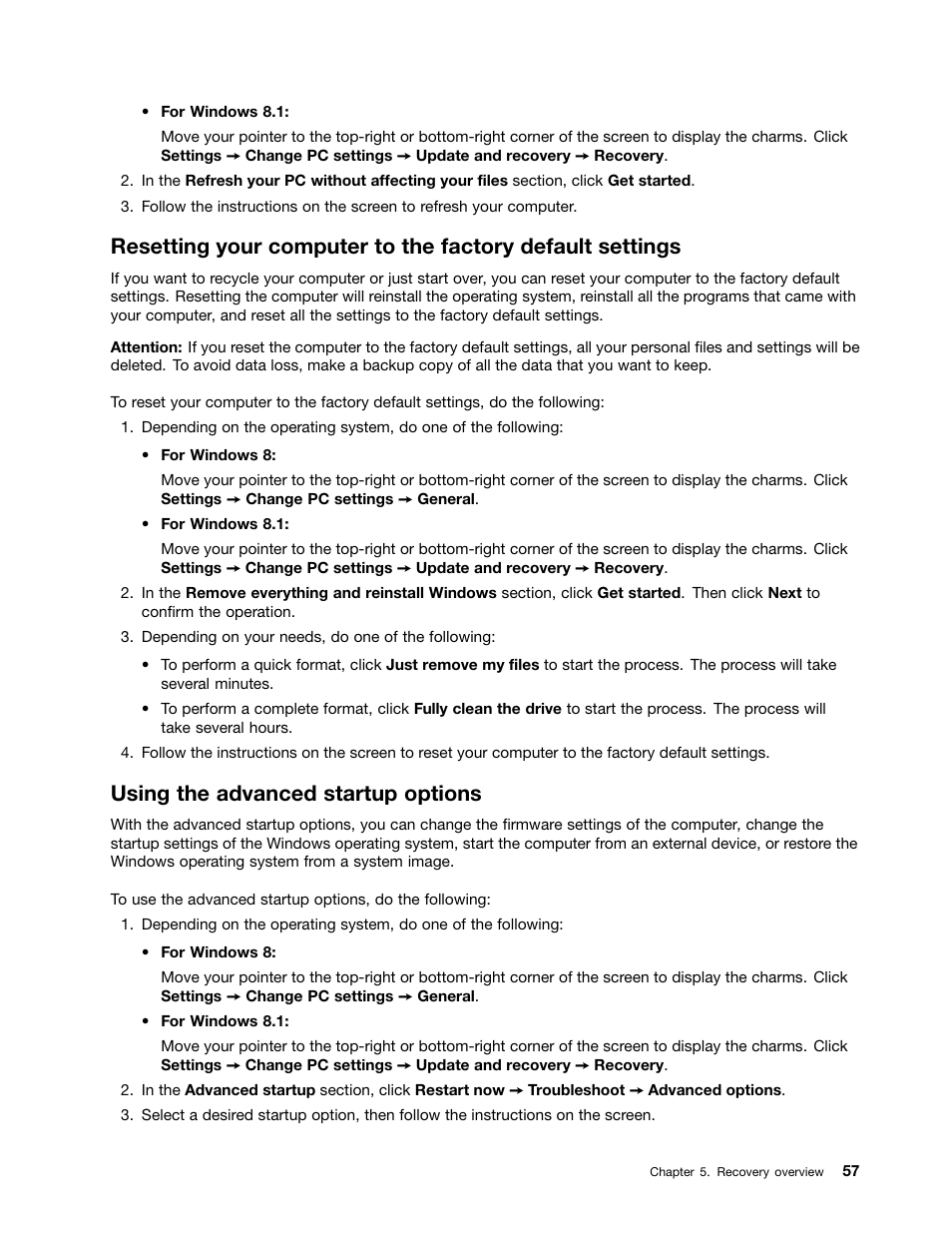Using the advanced startup options | Lenovo ThinkPad Edge E145 User Manual | Page 73 / 158