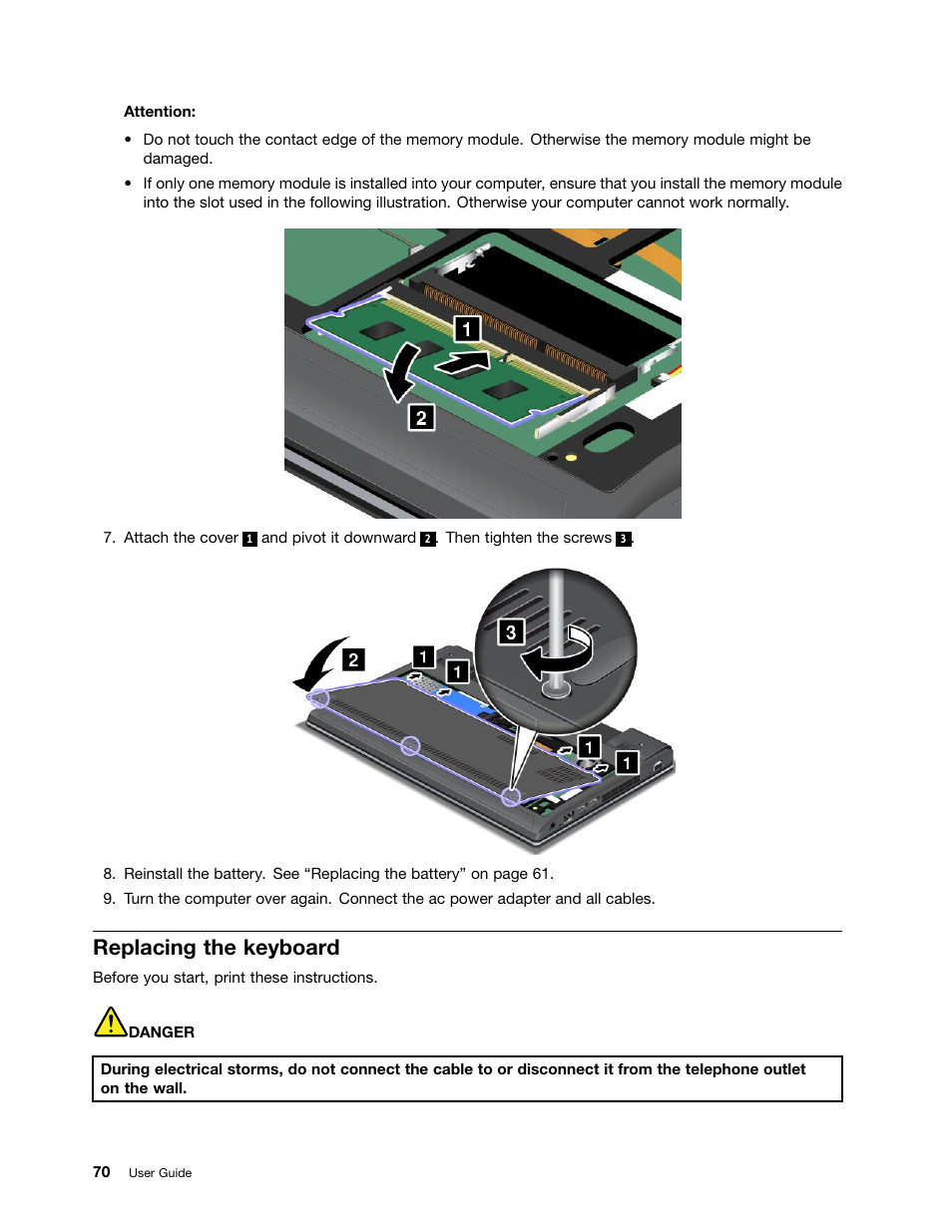 Replacing the keyboard | Lenovo ThinkPad Edge E145 User Manual | Page 86 / 158