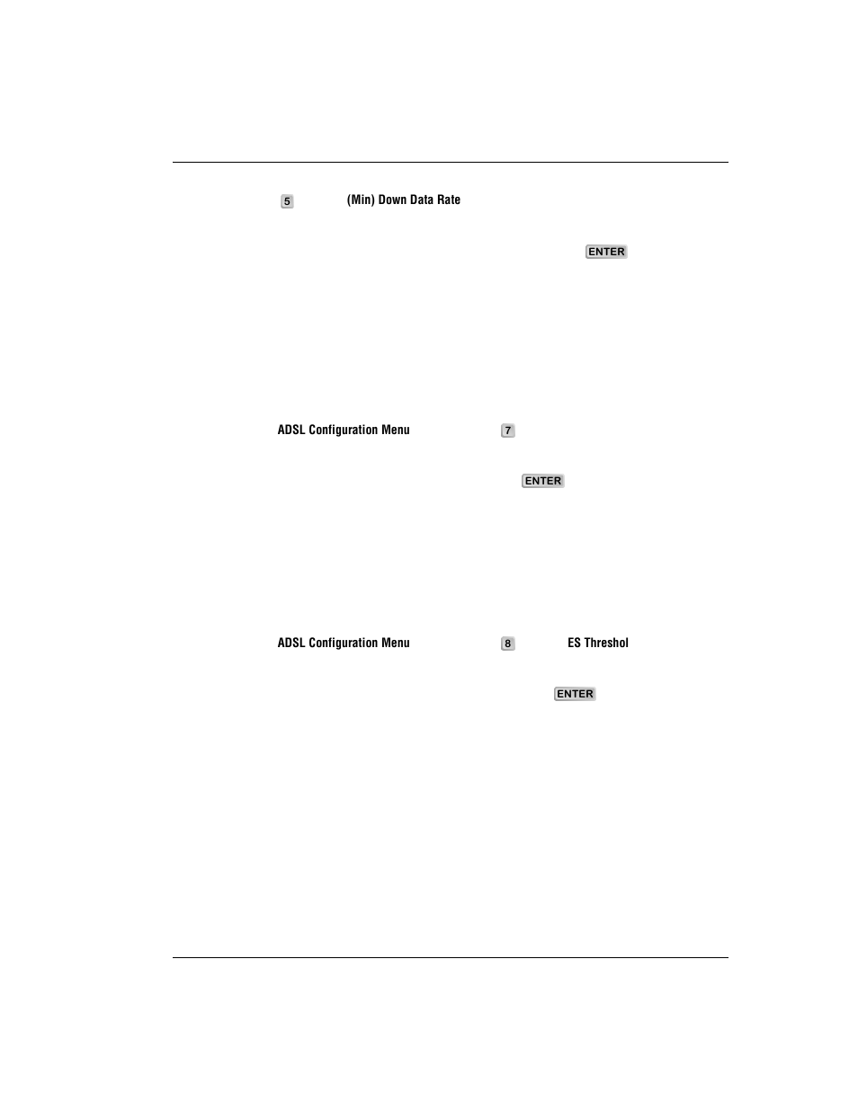 Configuring the snr margin threshold, Configuring the es threshold | ADC 320F User Manual | Page 31 / 68