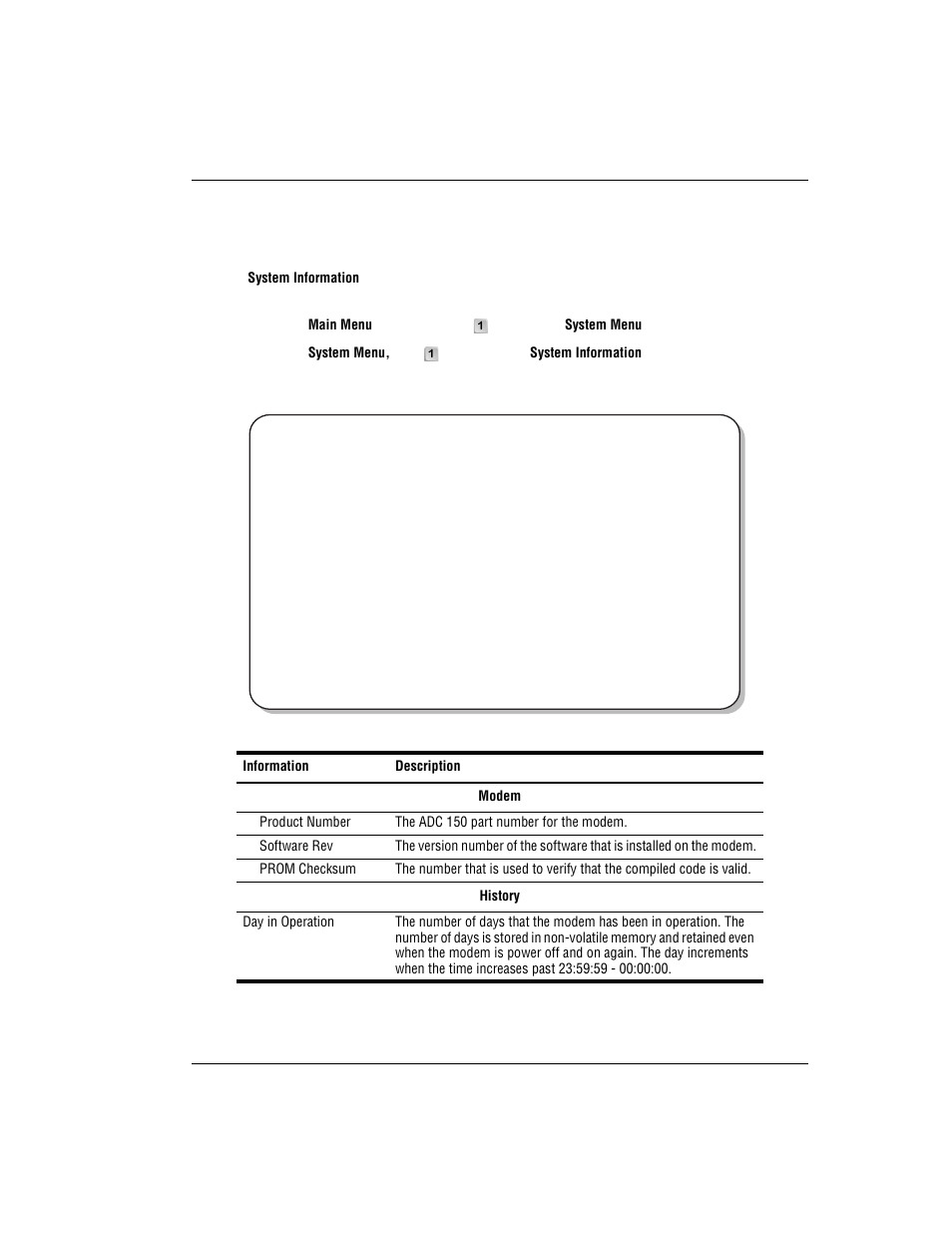 Displaying system information, Isplaying, Ystem | Nformation | ADC 320F User Manual | Page 49 / 68
