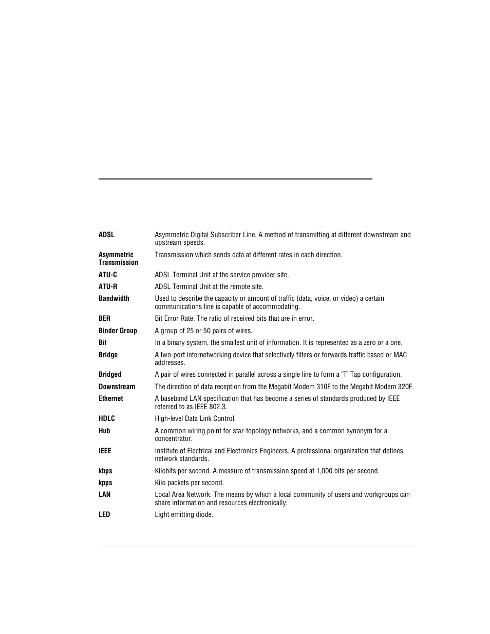 Glossary, Lossary | ADC 320F User Manual | Page 65 / 68