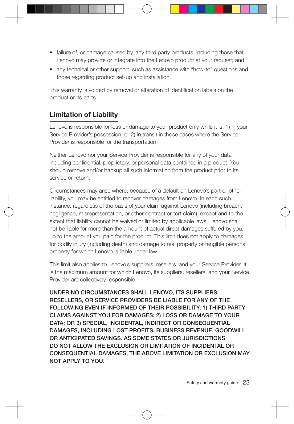 Limitation of liability | Lenovo IdeaCentre B500 User Manual | Page 28 / 43