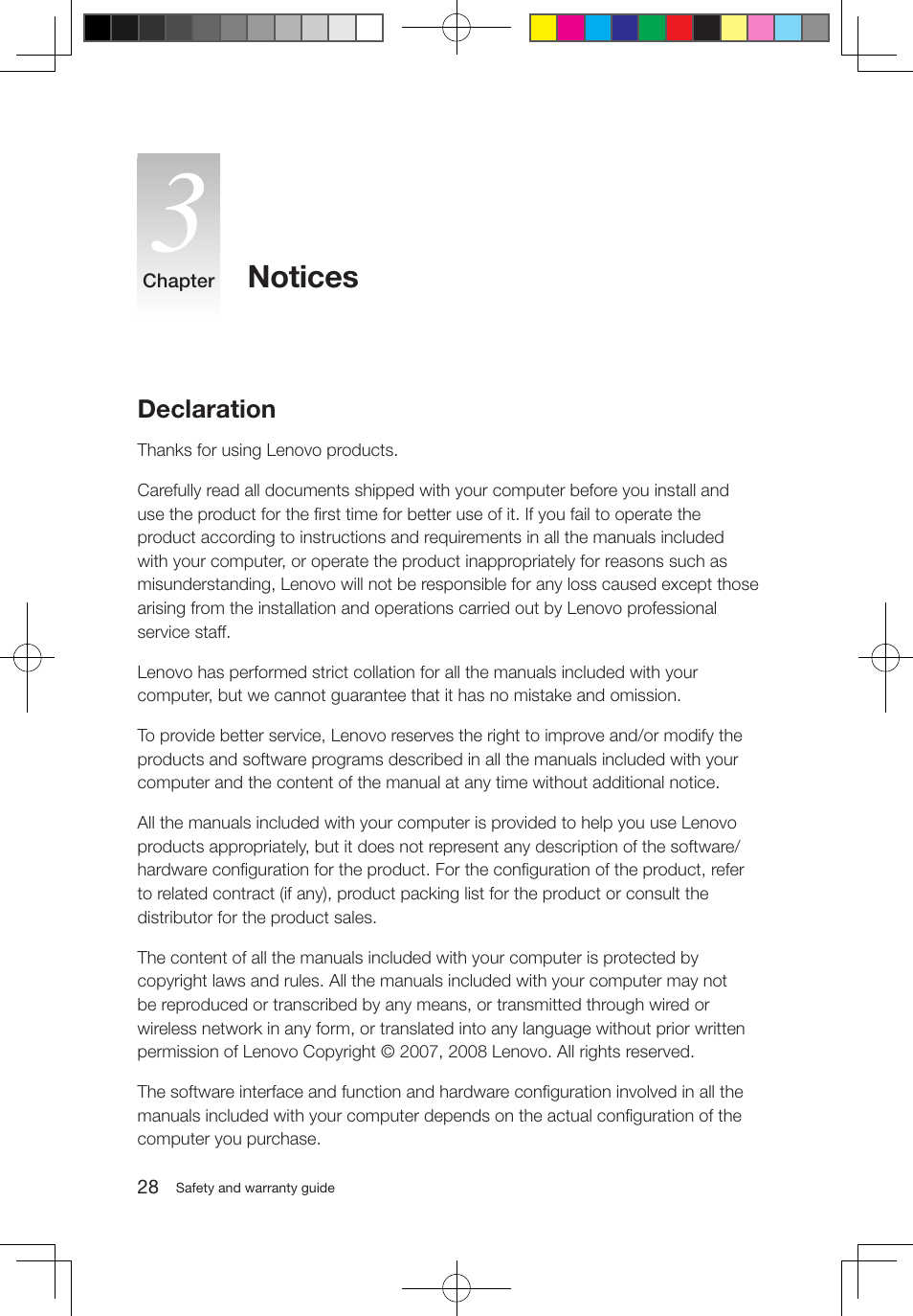 Notices, Declaration | Lenovo IdeaCentre B500 User Manual | Page 33 / 43