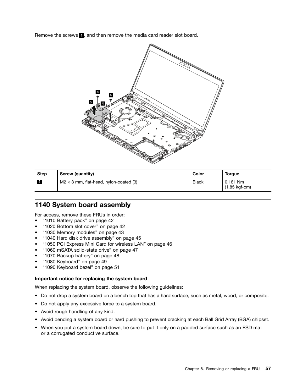 1140 system board assembly | Lenovo K4350 Notebook User Manual | Page 63 / 82