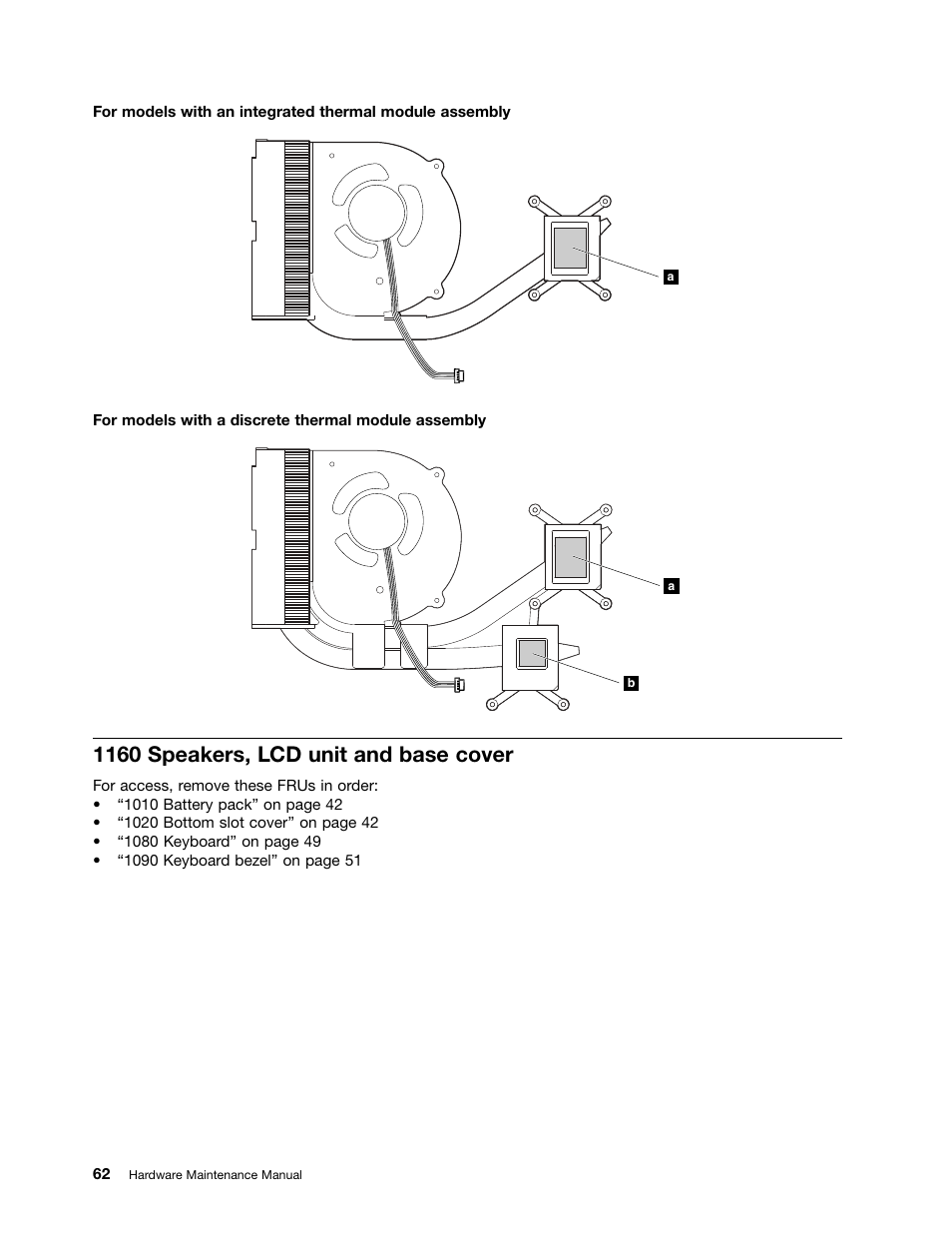 1160 speakers, lcd unit and base cover | Lenovo K4350 Notebook User Manual | Page 68 / 82