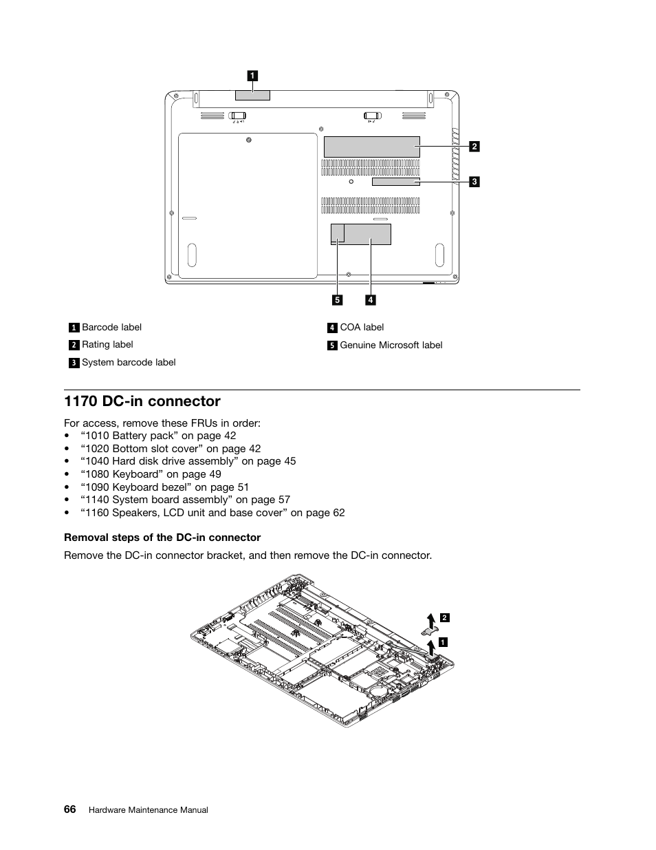 1170 dc-in connector | Lenovo K4350 Notebook User Manual | Page 72 / 82