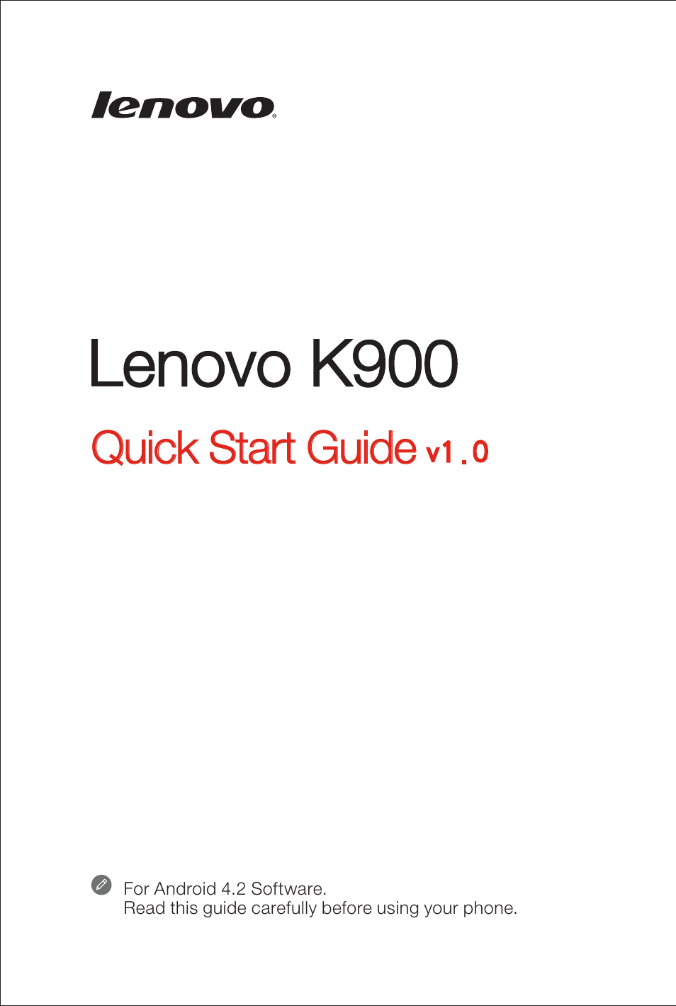 Lenovo K900 Smartphone User Manual | 14 pages