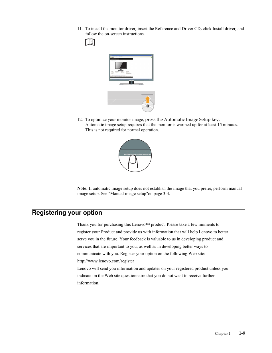 Registering your option, Registering your option -9 | Lenovo LT2323p Wide LCD Monitor User Manual | Page 13 / 38