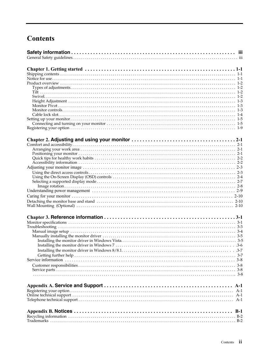 Lenovo LT2323p Wide LCD Monitor User Manual | Page 3 / 38