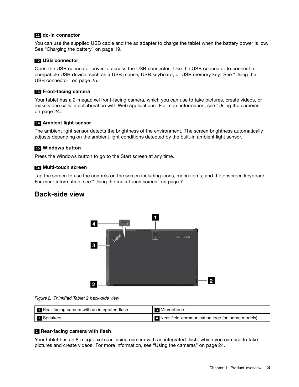 Back-side view | Lenovo ThinkPad Tablet 2 User Manual | Page 11 / 84
