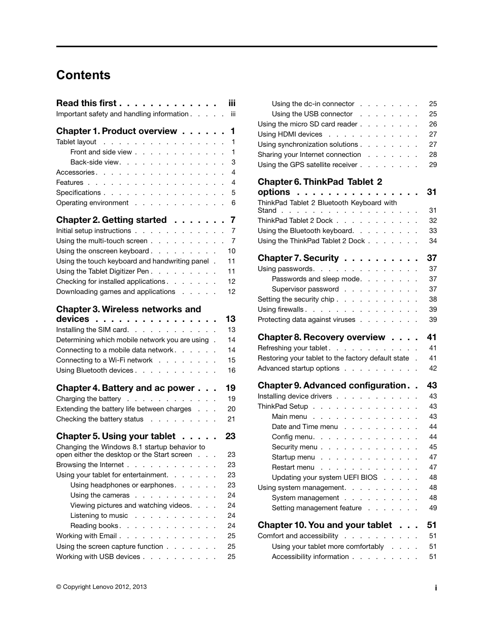 Lenovo ThinkPad Tablet 2 User Manual | Page 3 / 84