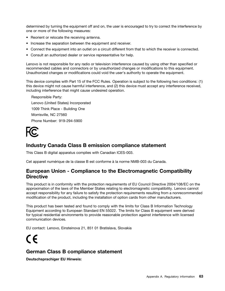 German class b compliance statement | Lenovo ThinkPad Tablet 2 User Manual | Page 71 / 84