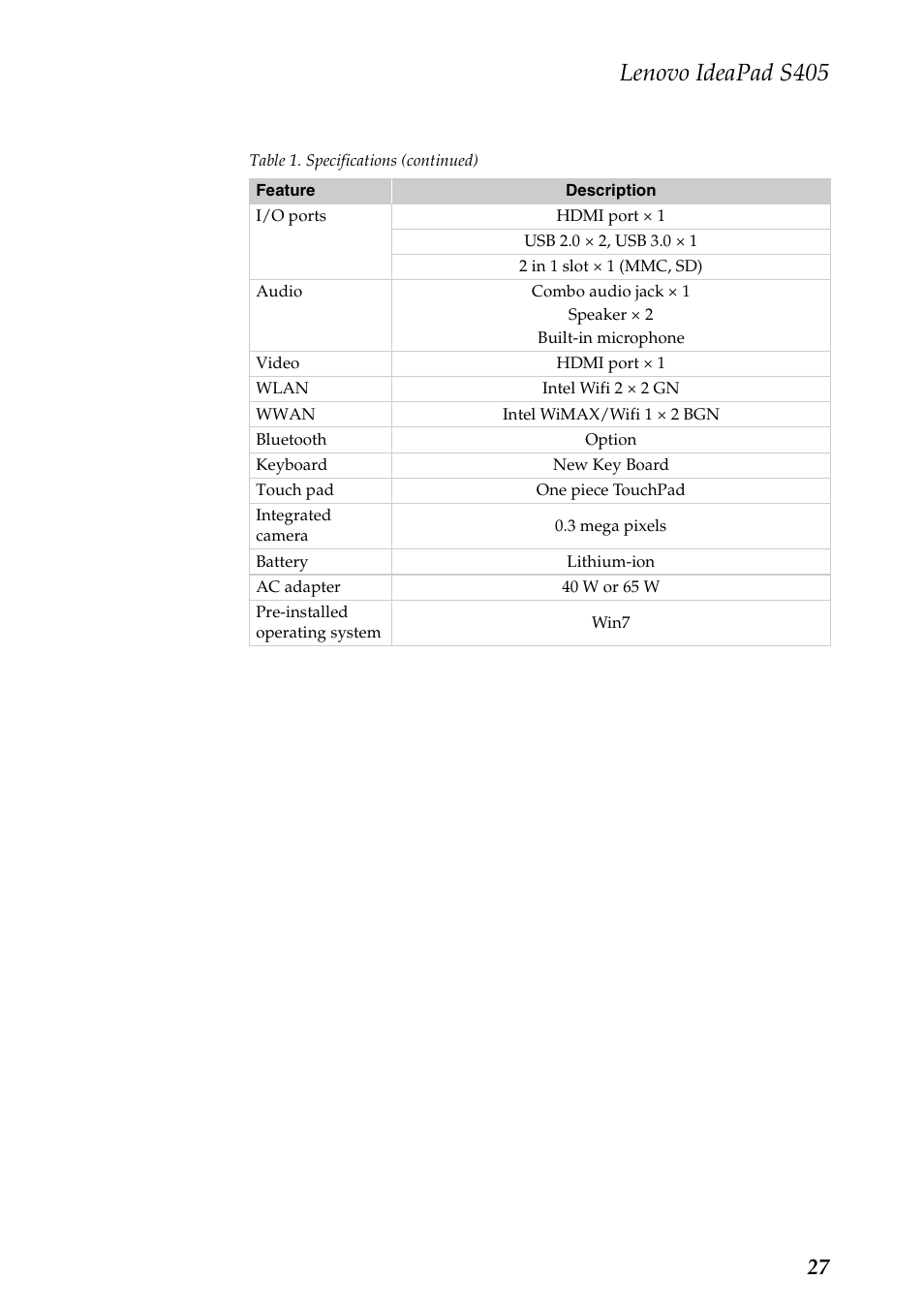 Lenovo ideapad s405 | Lenovo IdeaPad S405 Notebook User Manual | Page 31 / 78