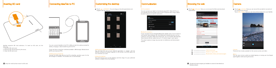 Inserting sd card | Lenovo A1000 Tablet User Manual | Page 2 / 2