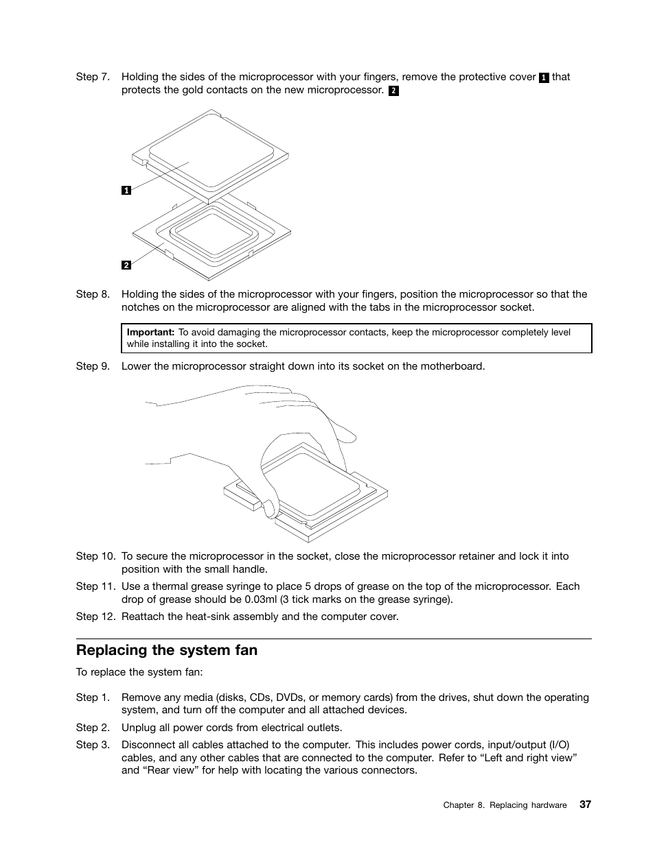 Replacing the system fan | Lenovo H530 Desktop User Manual | Page 43 / 59