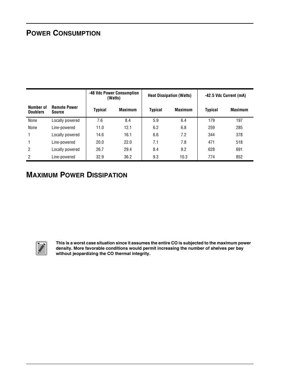 Power consumption, Maximum power dissipation, H4tu-c power | Ower, Onsumption, Aximum, Issipation | ADC HDSL4 User Manual | Page 68 / 79