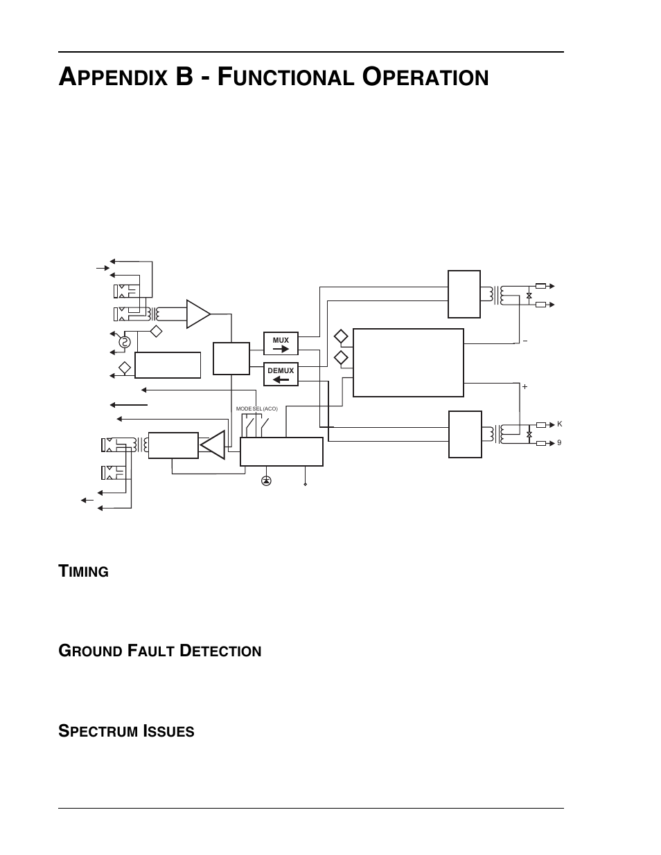 Appendix b - functional operation, Timing, Ground fault detection | Spectrum issues, H4tu-c-319 list 1 block diagram, B - f, Ppendix, Unctional, Peration, Iming | ADC HDSL4 User Manual | Page 72 / 79