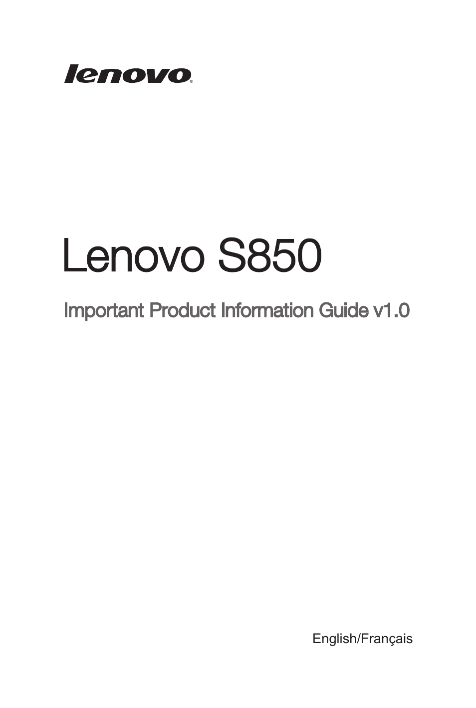 Lenovo S850 Smartphone User Manual | 61 pages