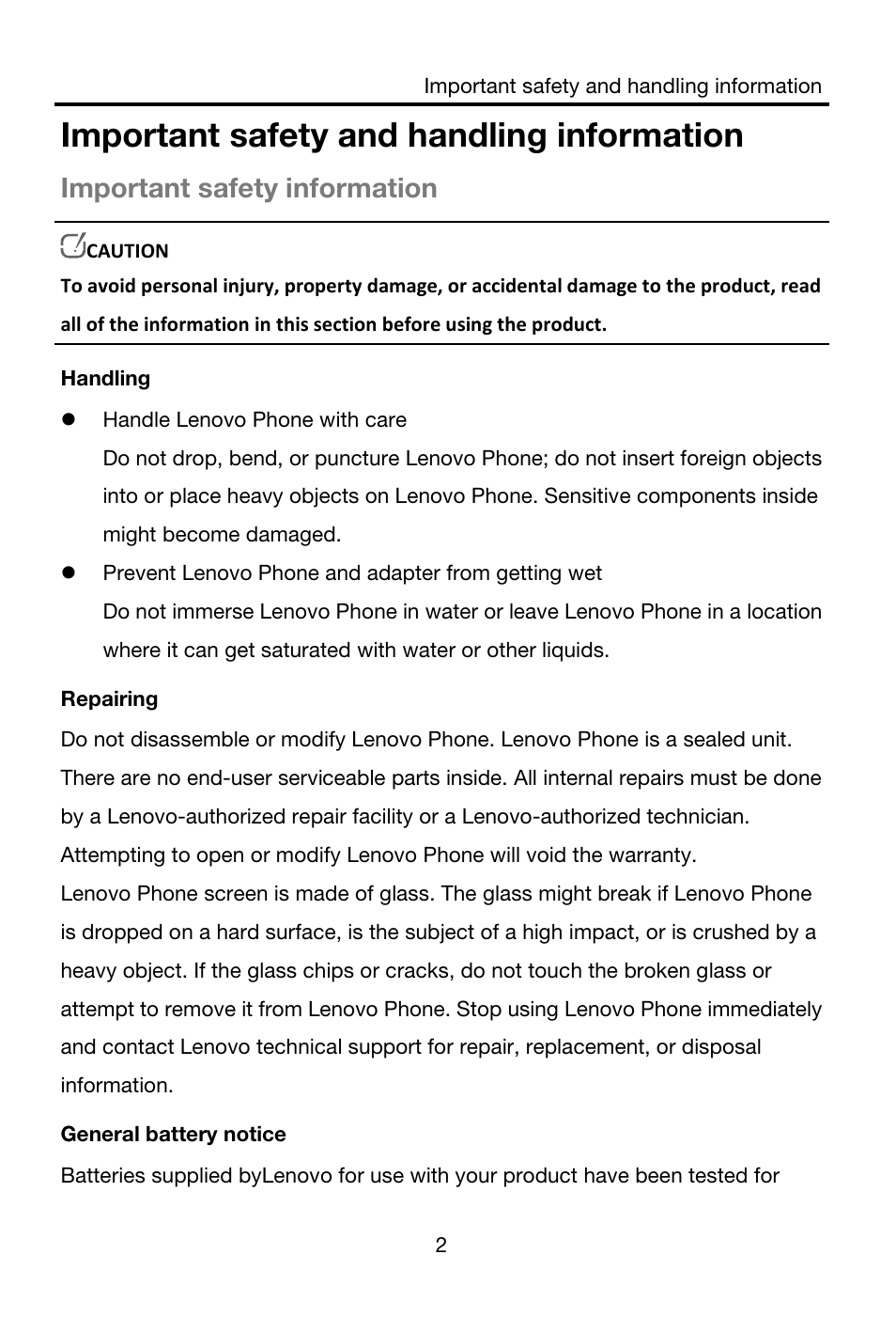 Important safety and handling information, Important safety information | Lenovo S850 Smartphone User Manual | Page 5 / 61