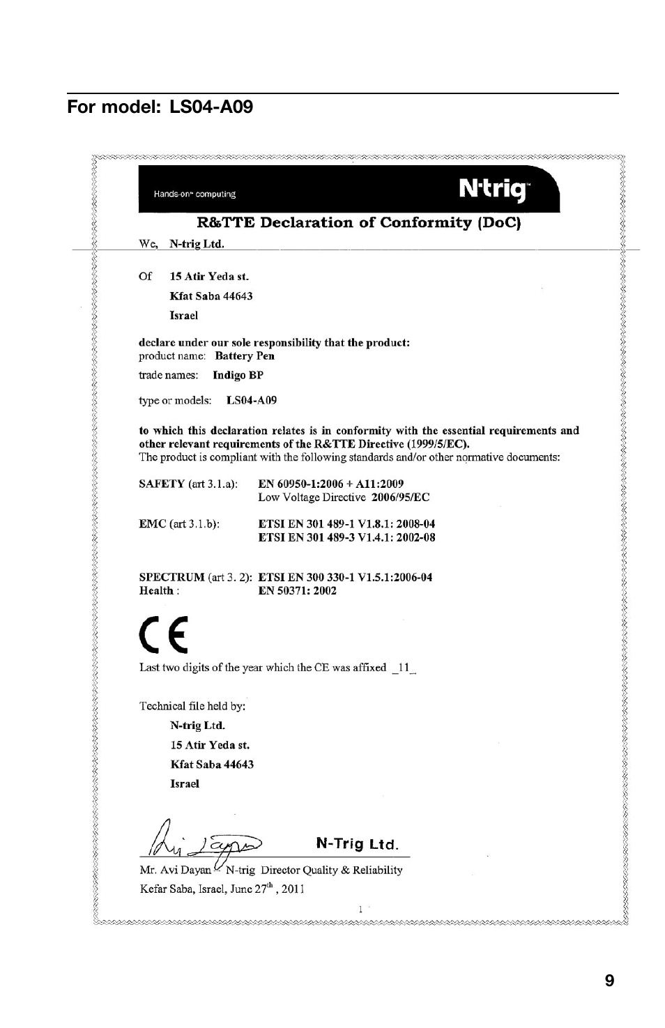 For model: ls04-a09 | Lenovo ThinkPad Tablet User Manual | Page 9 / 12