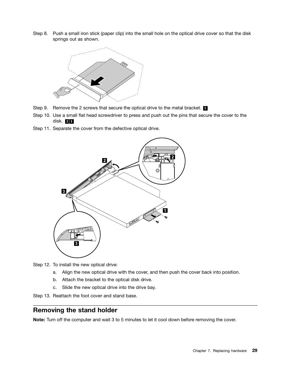 Removing the stand holder | Lenovo C470 All in One User Manual | Page 35 / 59