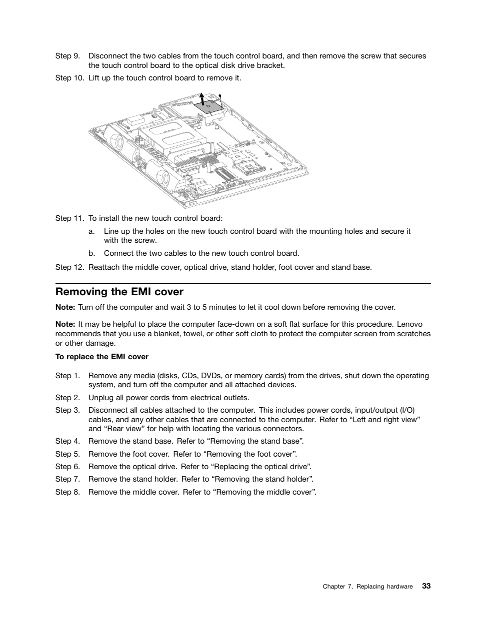 Removing the emi cover | Lenovo C470 All in One User Manual | Page 39 / 59