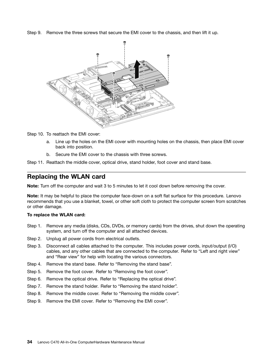 Replacing the wlan card | Lenovo C470 All in One User Manual | Page 40 / 59