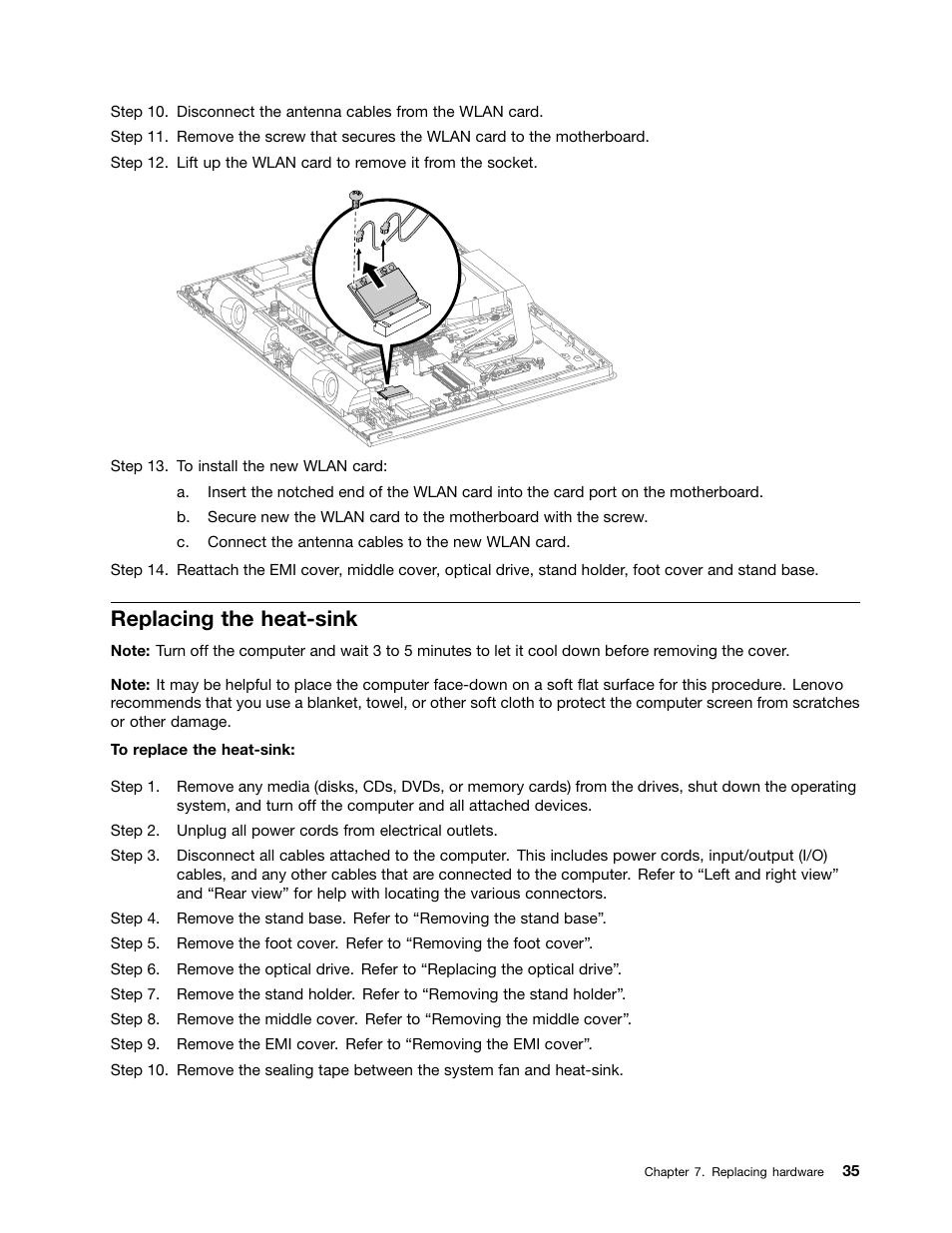Replacing the heat-sink | Lenovo C470 All in One User Manual | Page 41 / 59